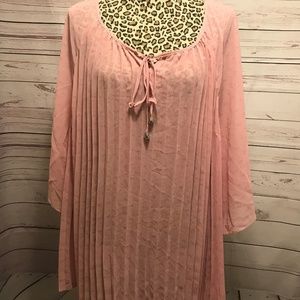 Catherines Accordion Semi-Sheer Pleated Top